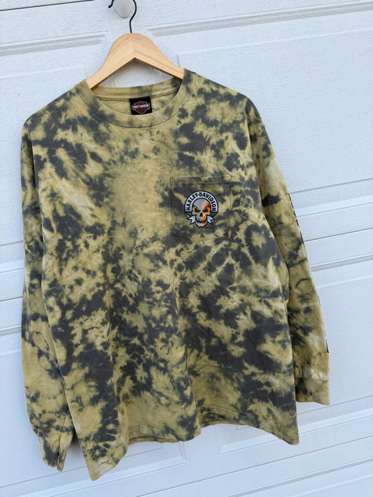 2018 Harley Pocket Bleach Dye Long Sleeve - XL
