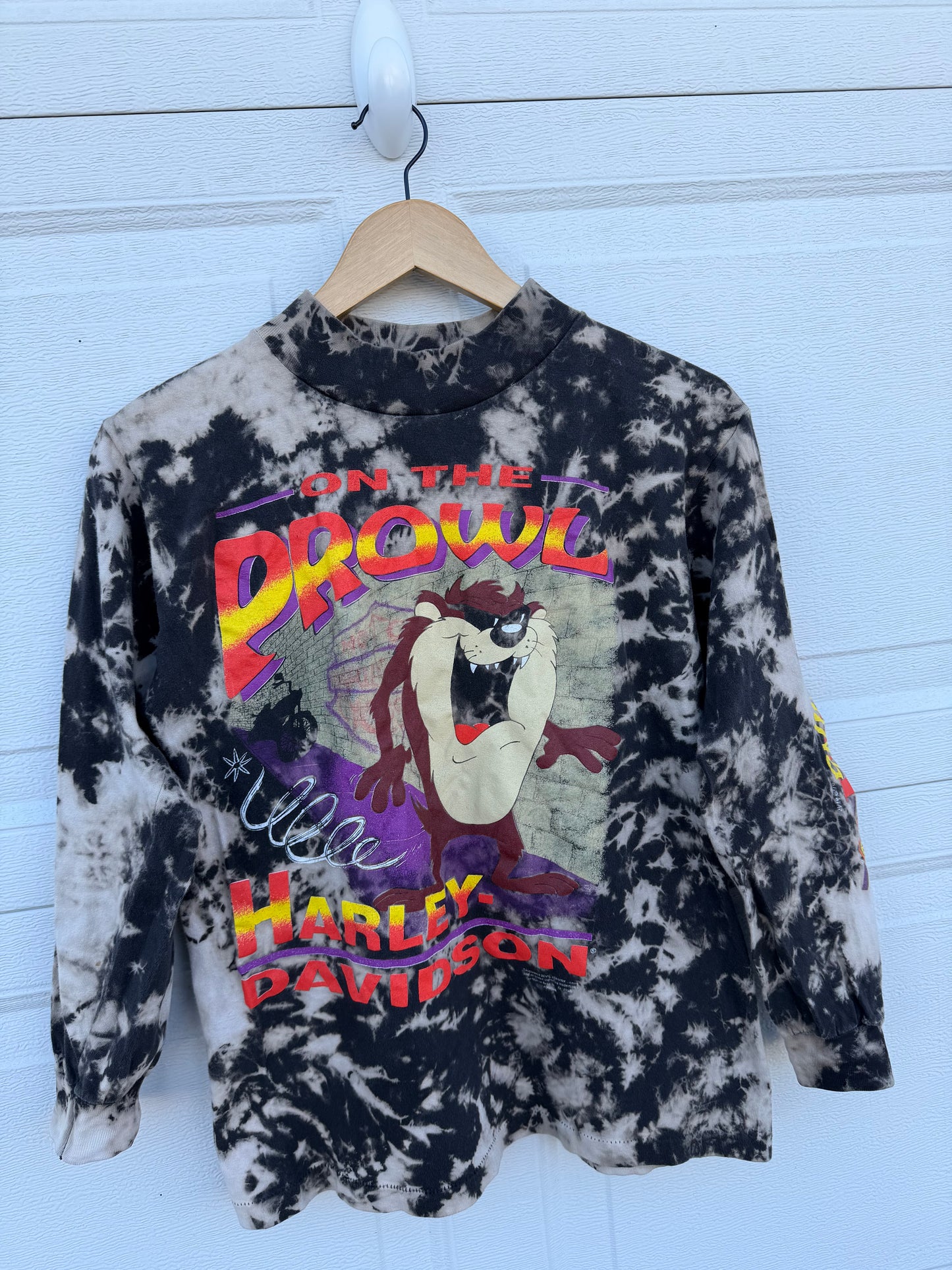 1992 Harley Taz Mockneck Bleach Dye Long Sleeve - XS