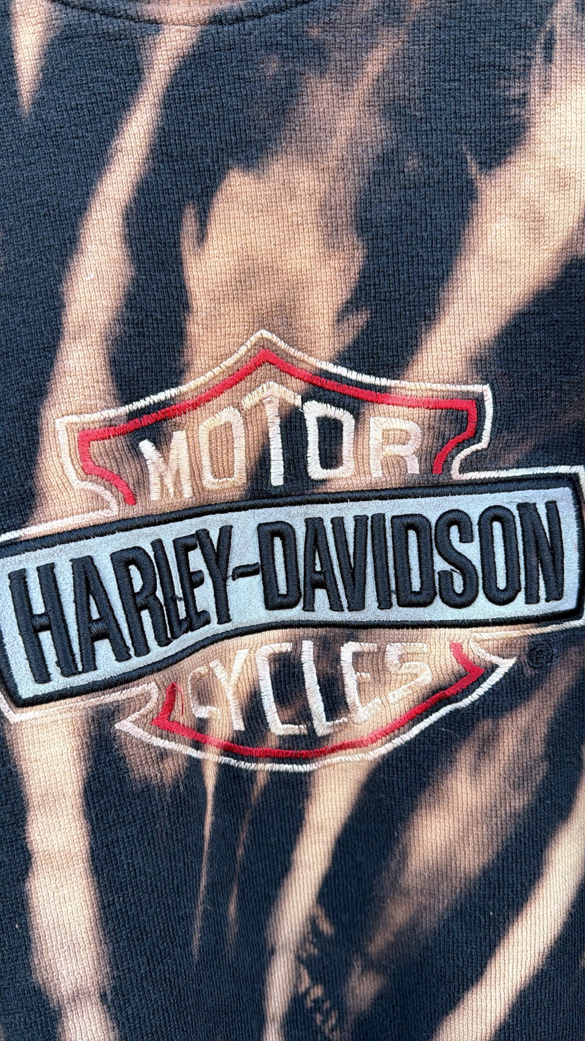 2000s Harley Embroidered Bleach Dye Crewneck - L
