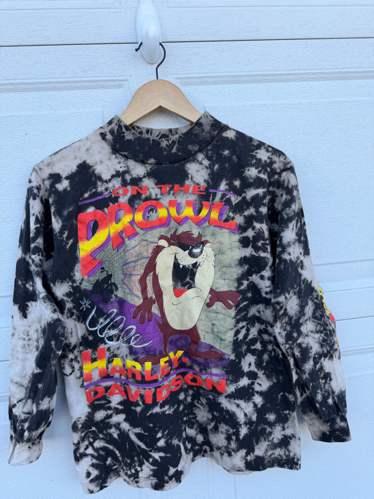 1992 Harley Taz Mockneck Bleach Dye Long Sleeve - XS
