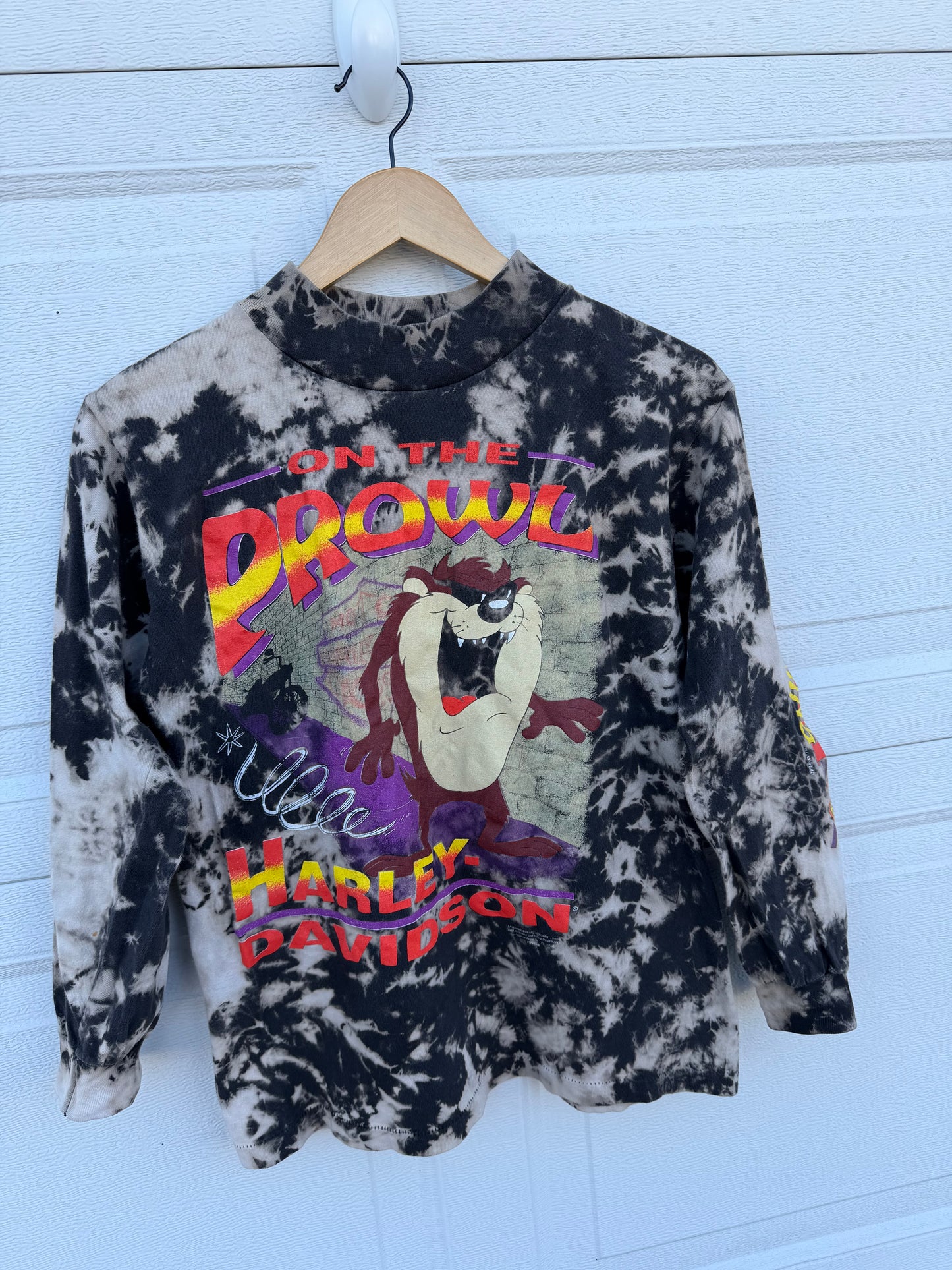 1992 Harley Taz Mockneck Bleach Dye Long Sleeve - XS