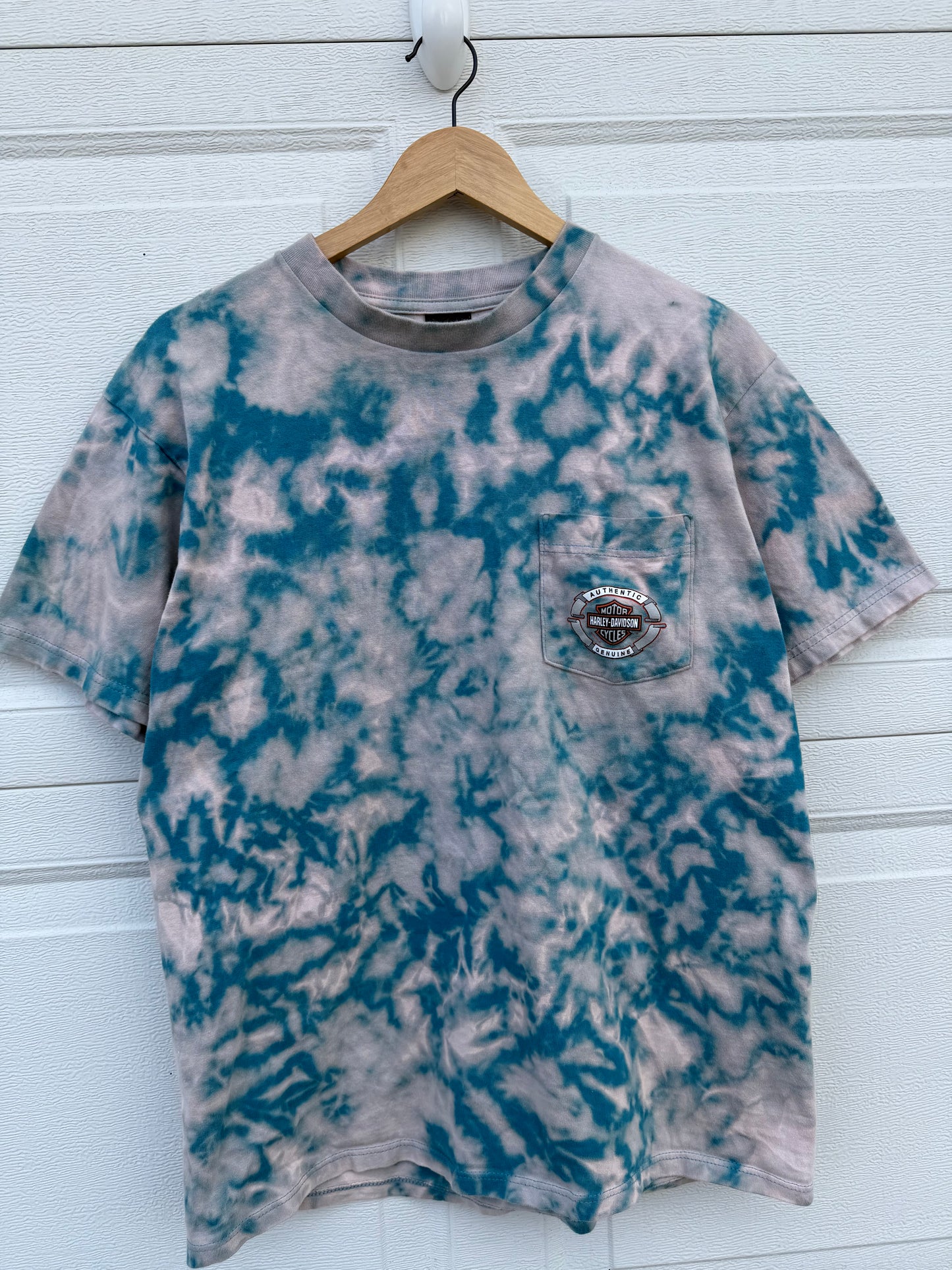 2000 Harley Pocket Bleach Dye Tee - L