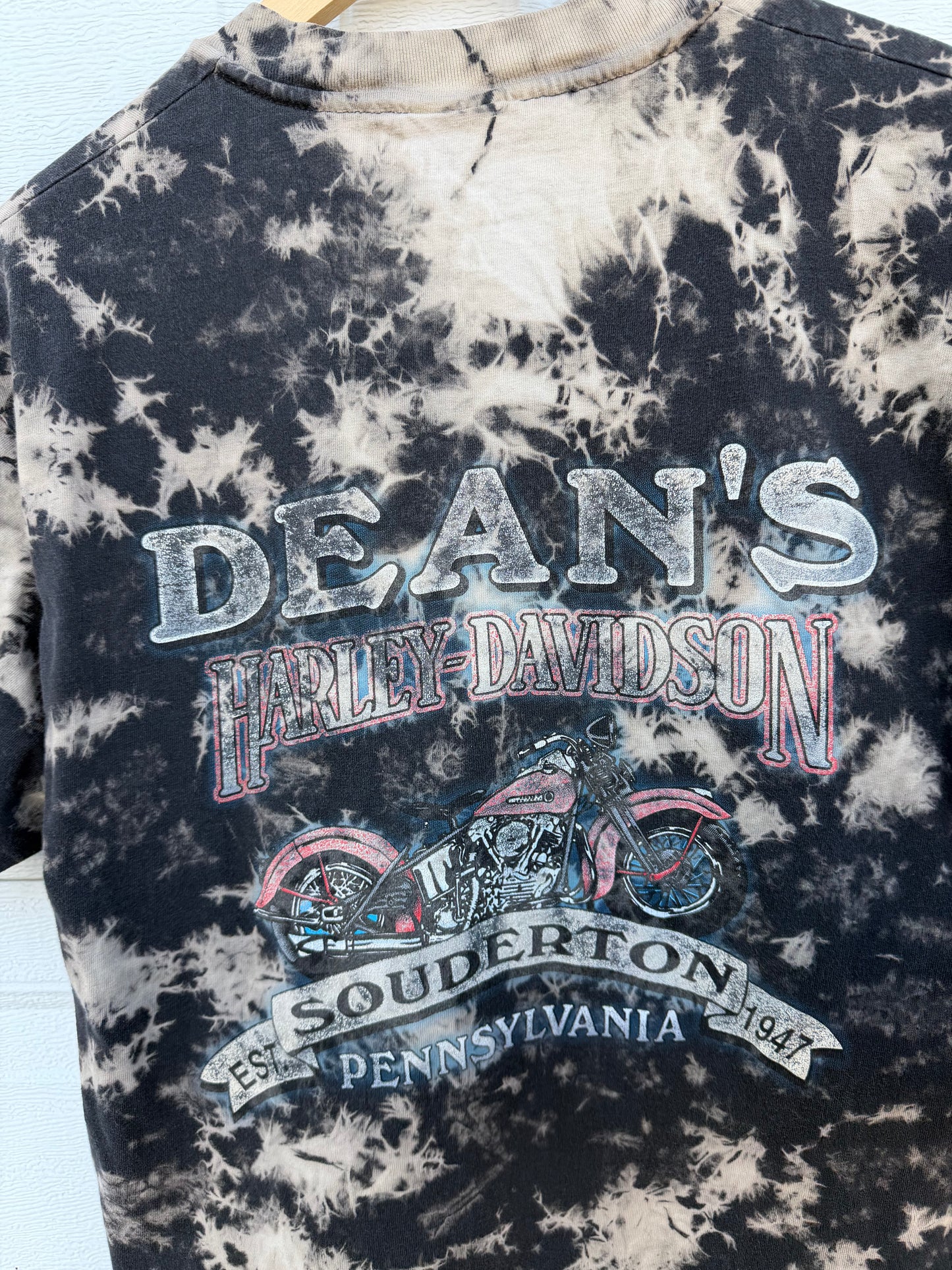 90s Harley 'Well Traveled' Bleach Dye Tee - L