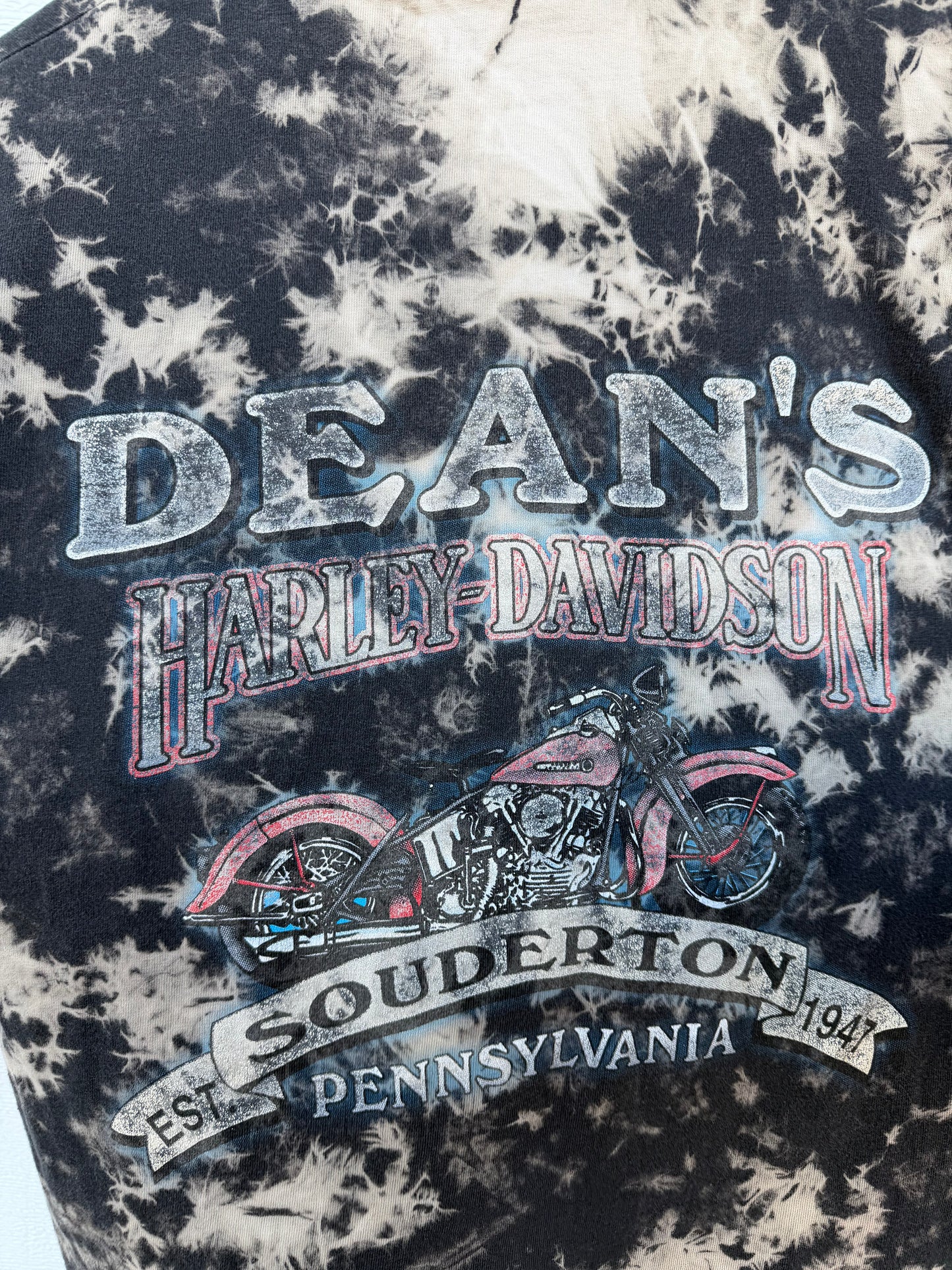 90s Harley 'Well Traveled' Bleach Dye Tee - L