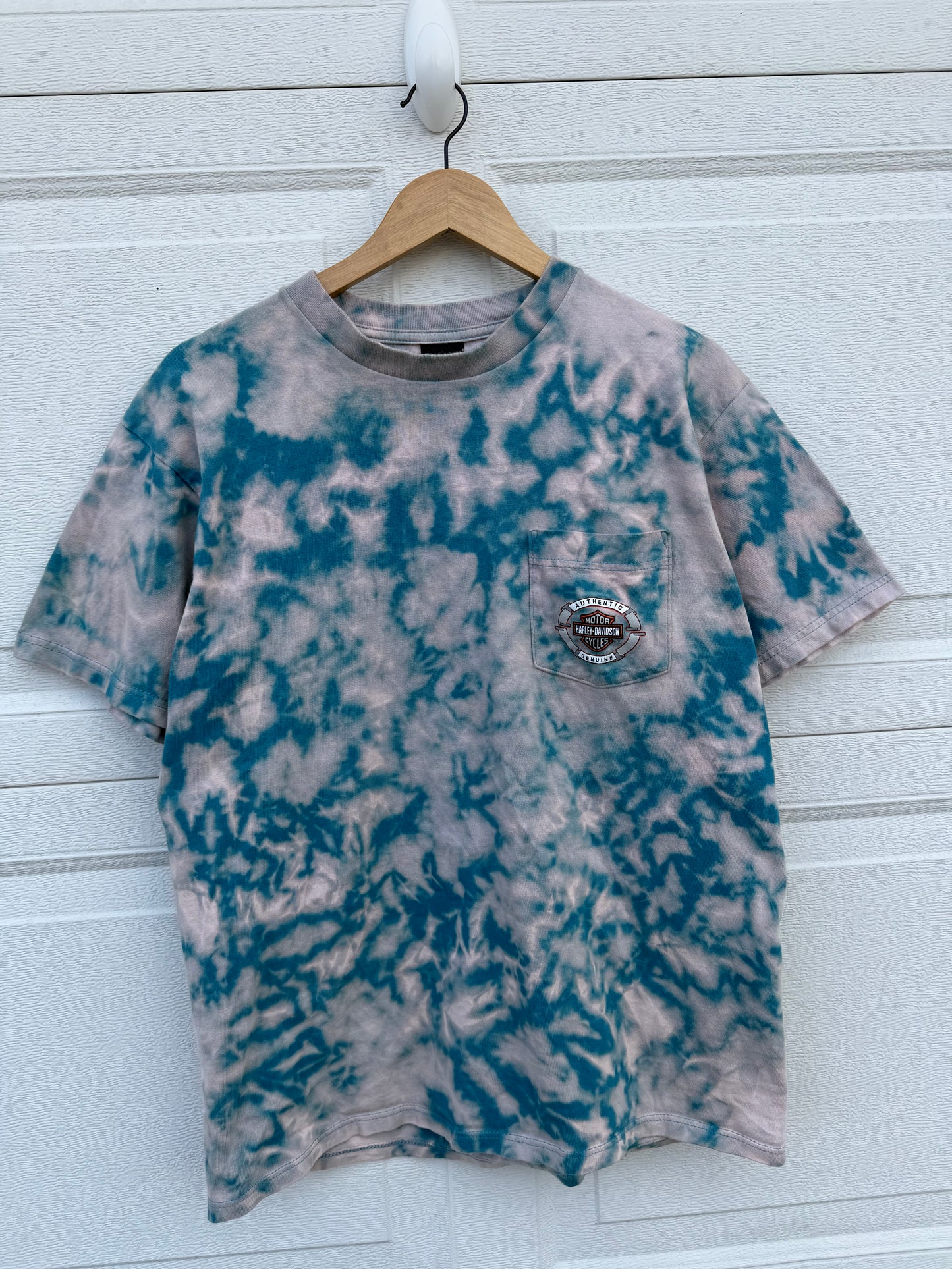 2000 Harley Pocket Bleach Dye Tee - L