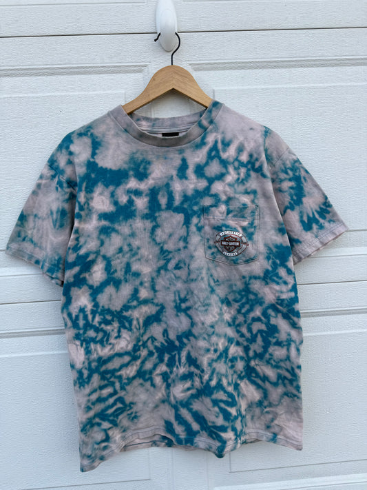 2000 Harley Pocket Bleach Dye Tee - L