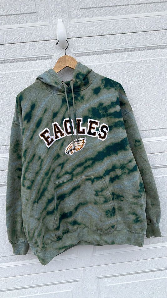 Eagles Embroidered Bleach Dye Hoodie - XL