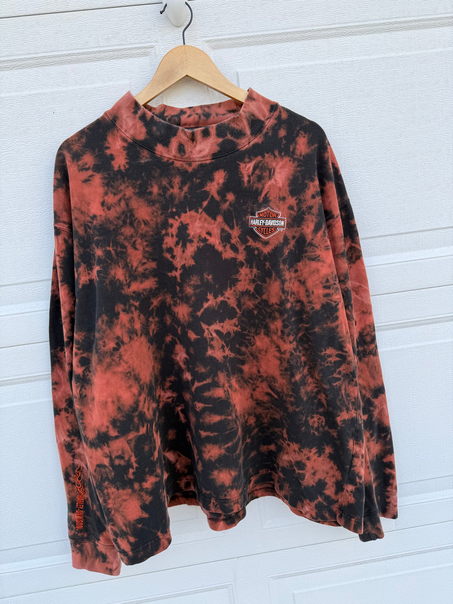 2000 Harley Mockneck Embroidered Bleach Dye Long Sleeve - 3XL