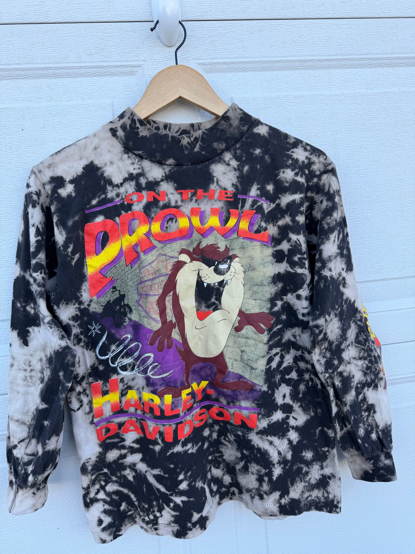 1992 Harley Taz Mockneck Bleach Dye Long Sleeve - XS