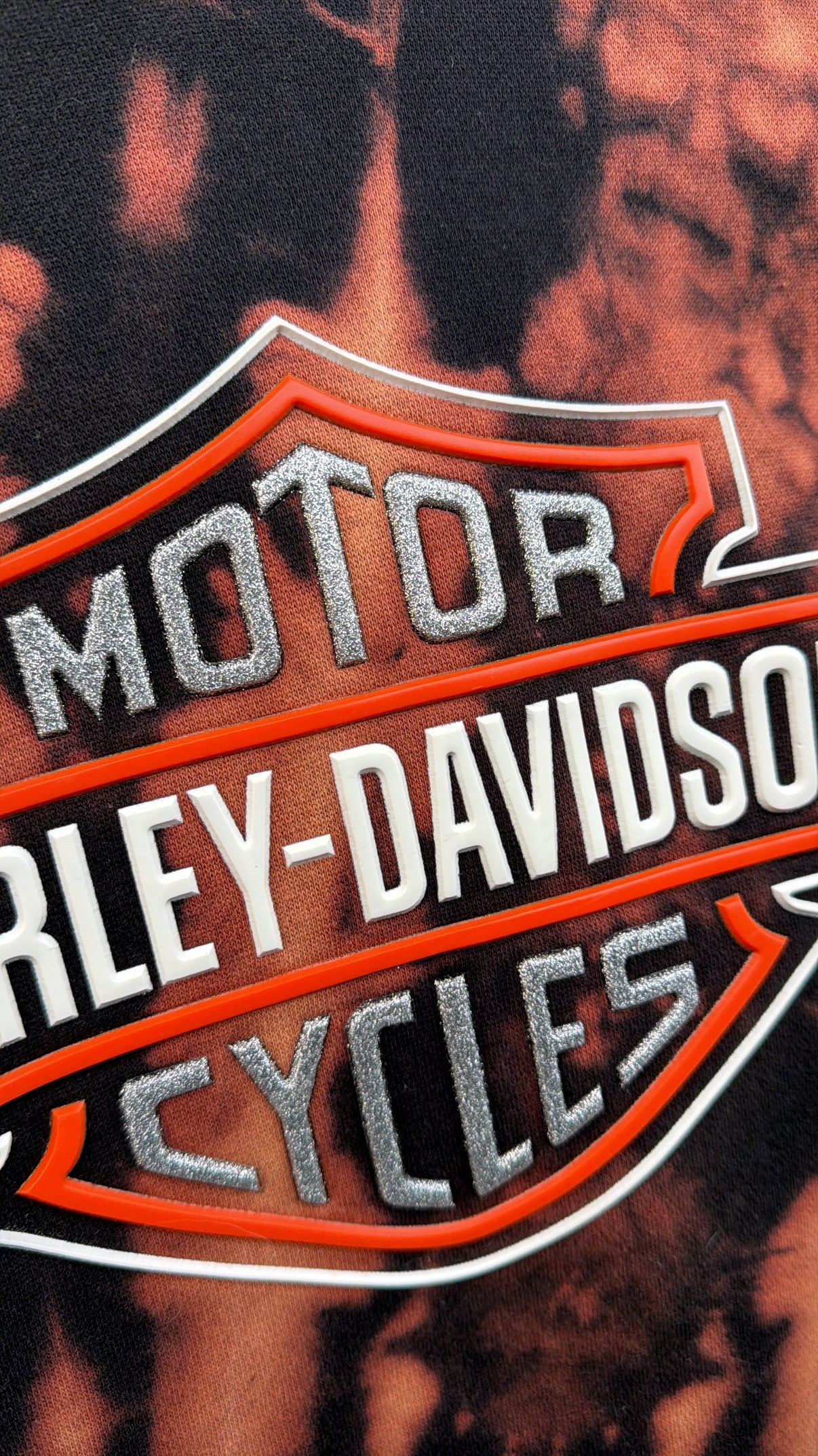 2000s Harley 3D Logo Bleach Dye Hoodie - XL