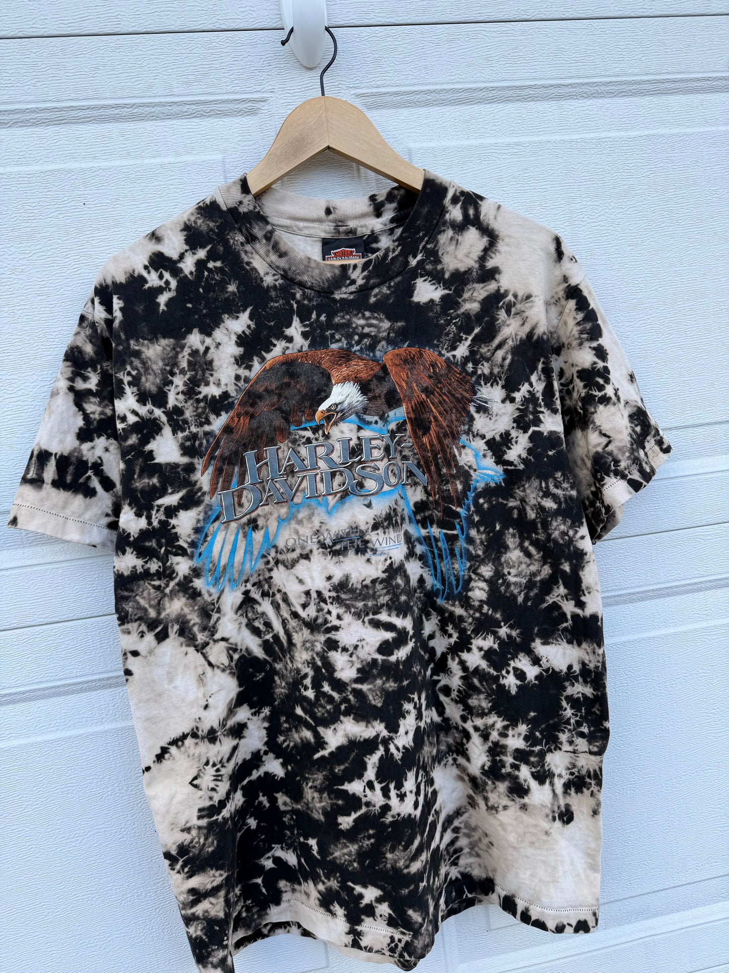 1996 Harley Eagle Bleach Dye Tee - L