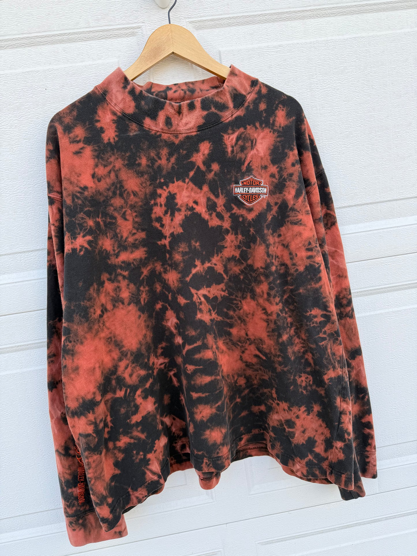 2000 Harley Mockneck Embroidered Bleach Dye Long Sleeve - 3XL