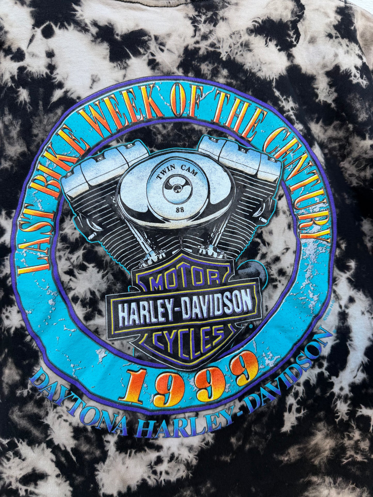 1999 Harley Daytona Bleach Dye Tee - L