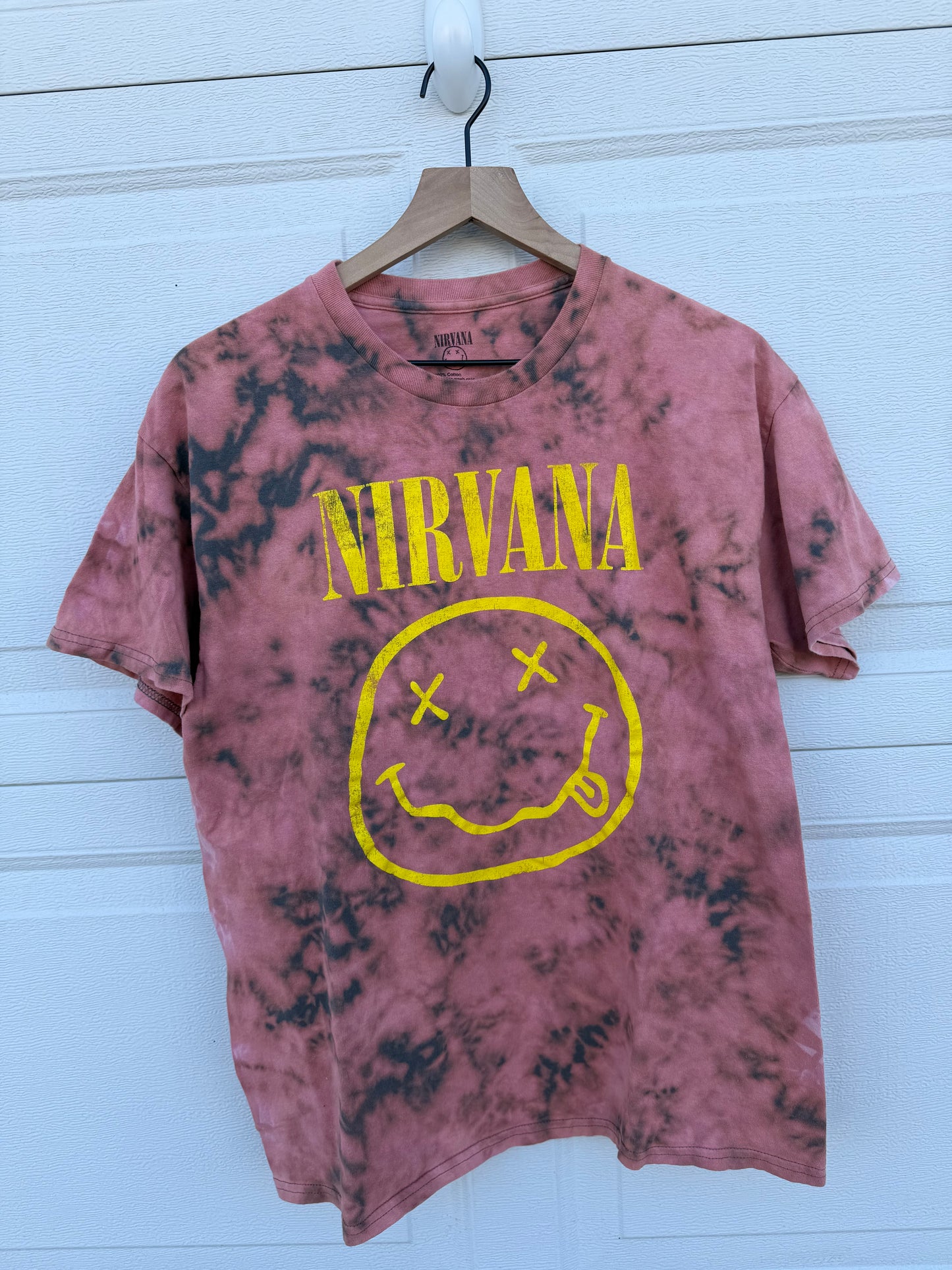 Nirvana Smiley Bleach Dye Tee - L