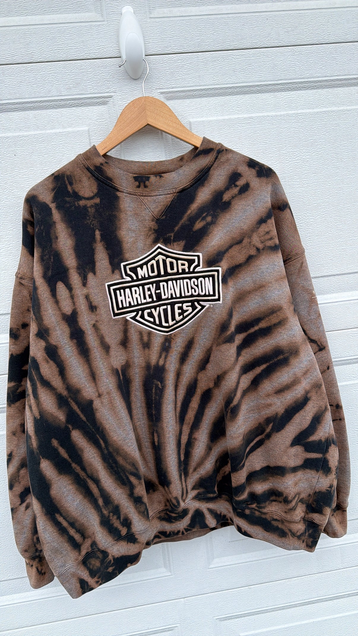 2000s Harley Embroidered Bleach Dye Crewneck - XXL