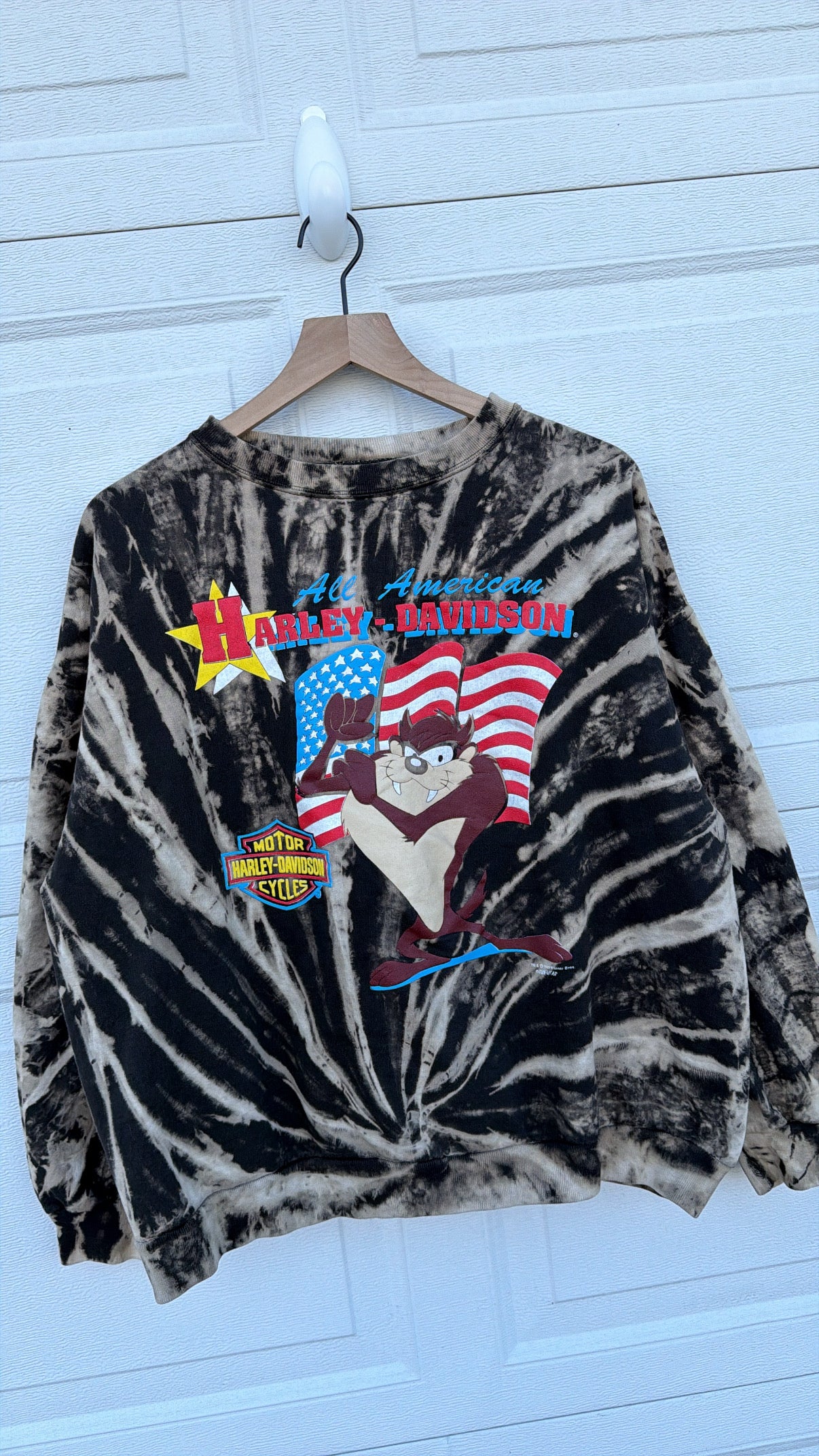 1993 Harley Taz 'All American' Bleach Dye Crewneck - XL