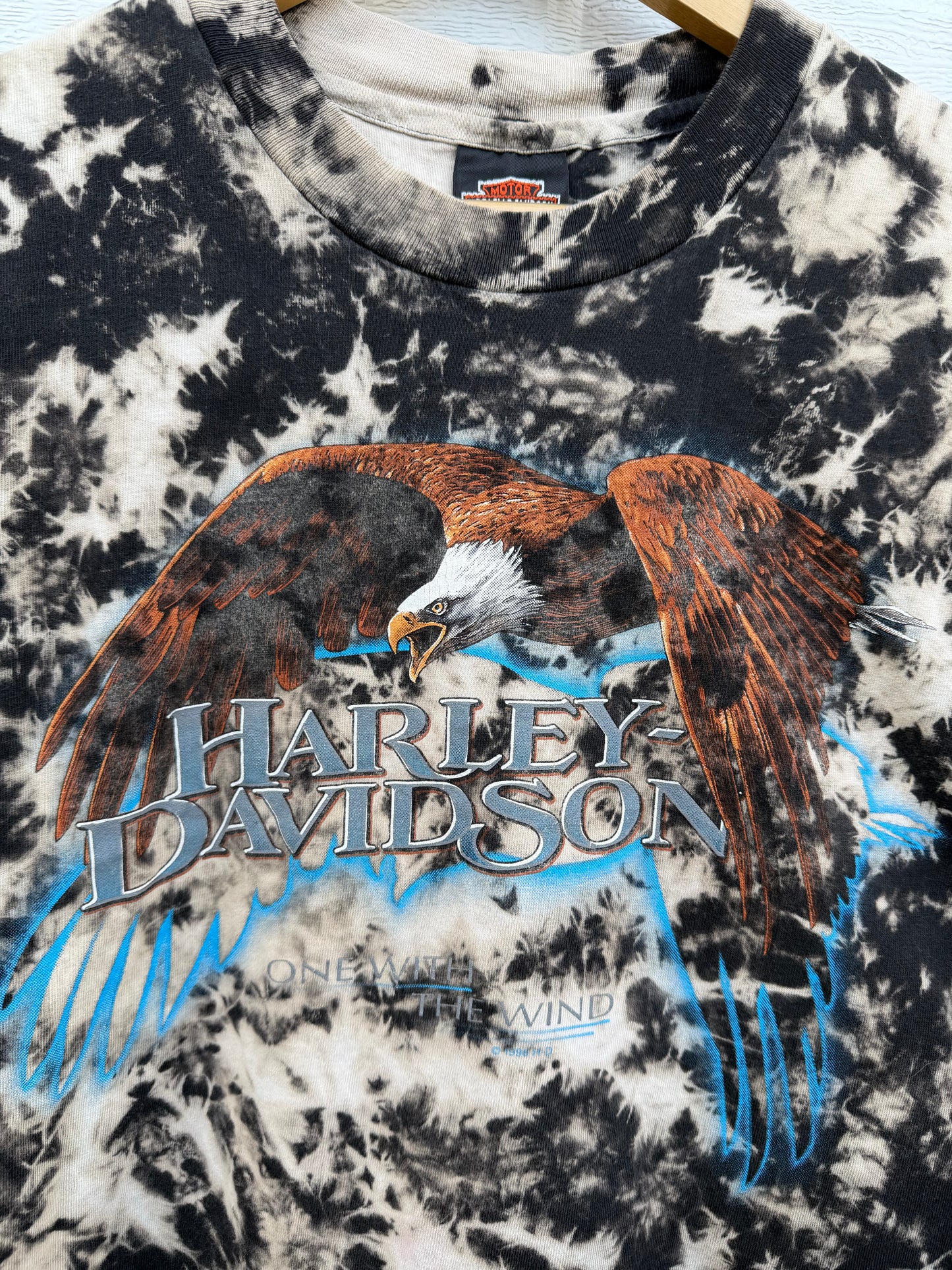 1996 Harley Eagle Bleach Dye Tee - L