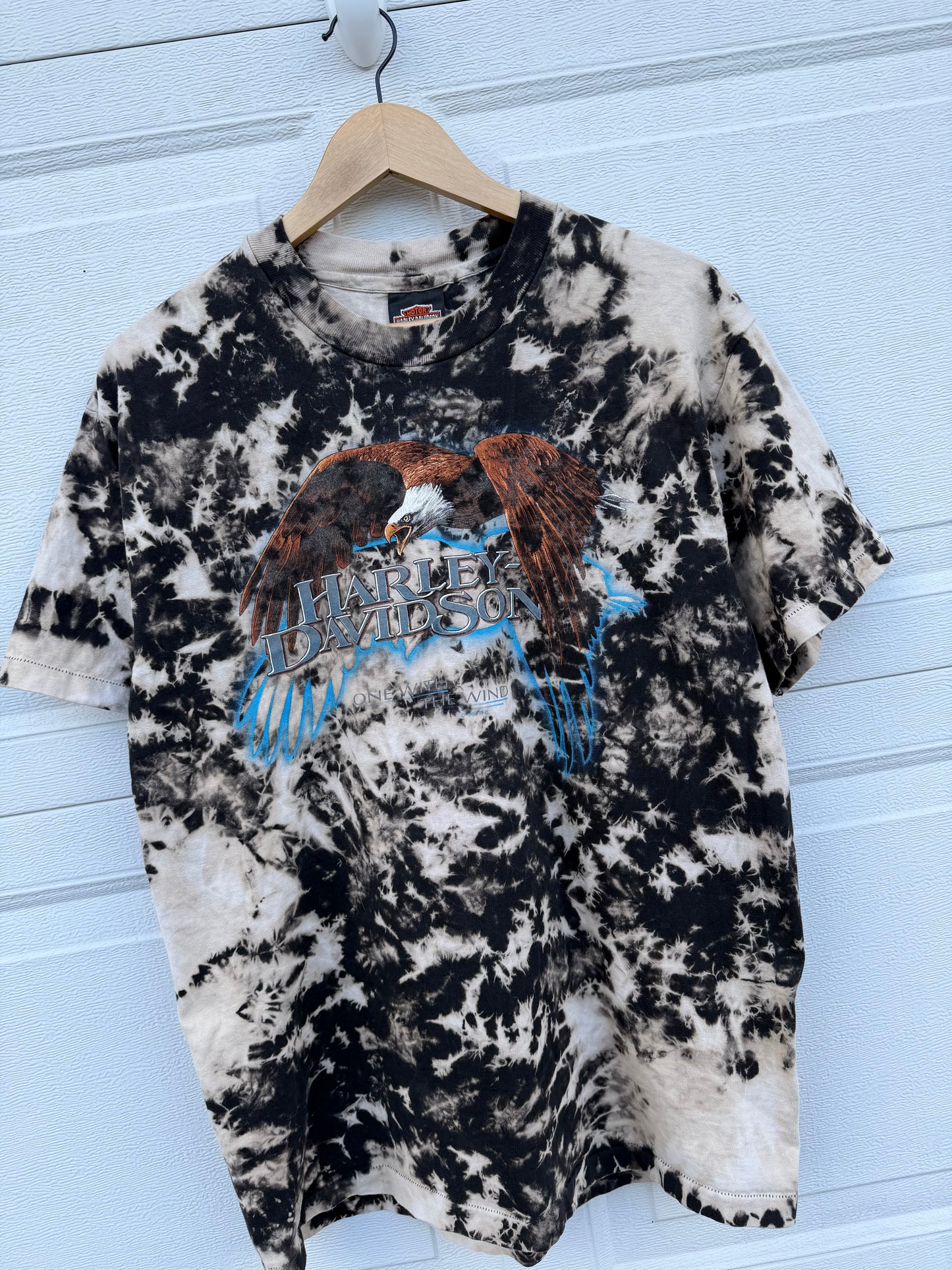 1996 Harley Eagle Bleach Dye Tee - L